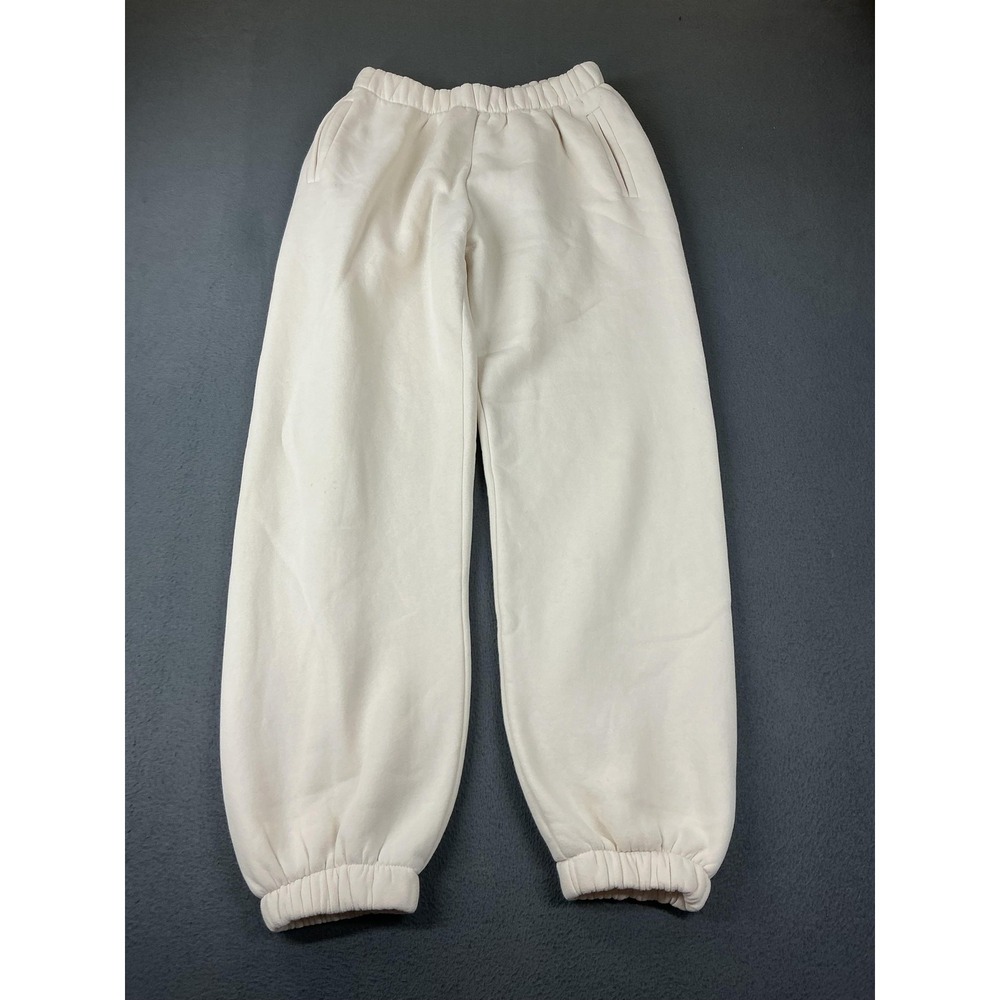 TIC TOC Jogger Pants Womens M White Fleece Lined Elastic Waist Pockets